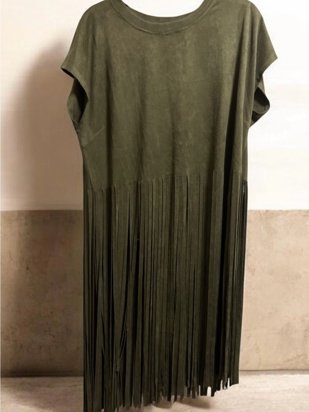 Vocal Olive Green Fringe top